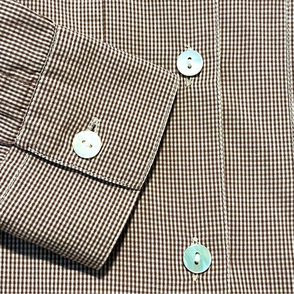 Womens Jaeger Brown and White Small Houndstooth Cotton Shirt - Picture 11 of 12